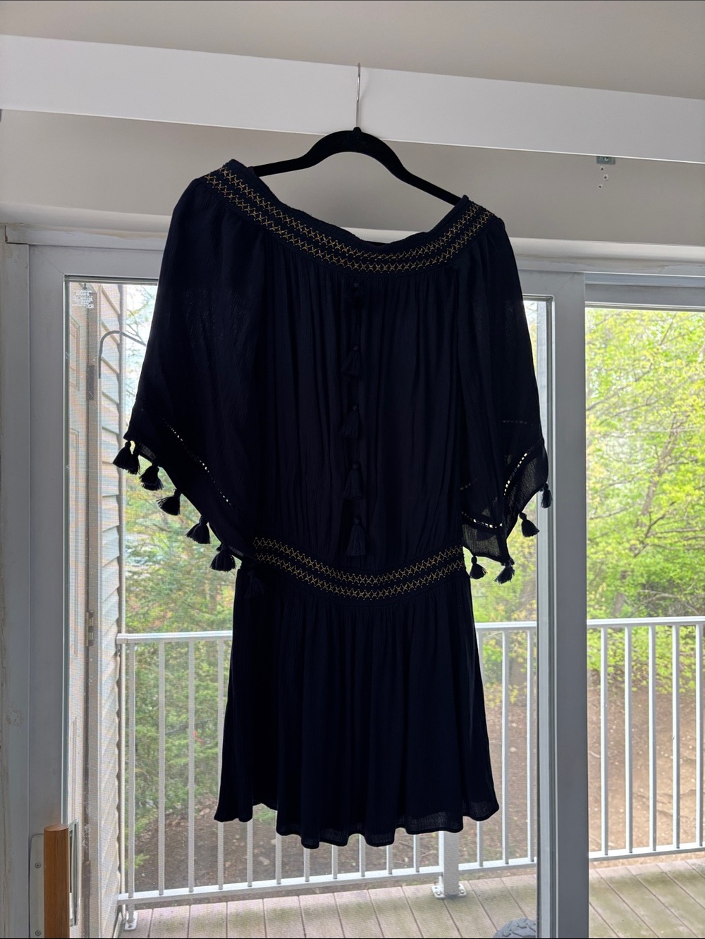 Lilly Pulitzer Navy Blue Tassel Off-Shoulder Dress